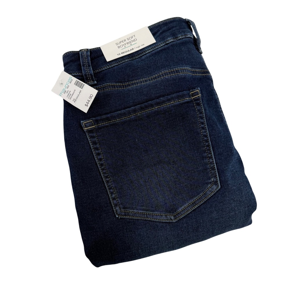 Maurices Super Soft‎ Boyfriend Jeans Dark Wash High Rise Size 10 Regular New